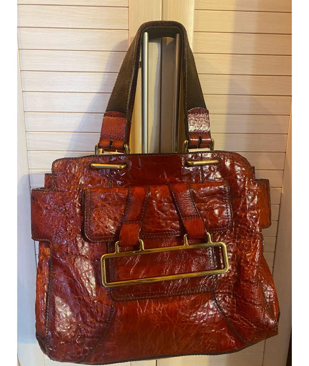 CHLOE Красная кожаная сумка с короткими ручками, фото 9