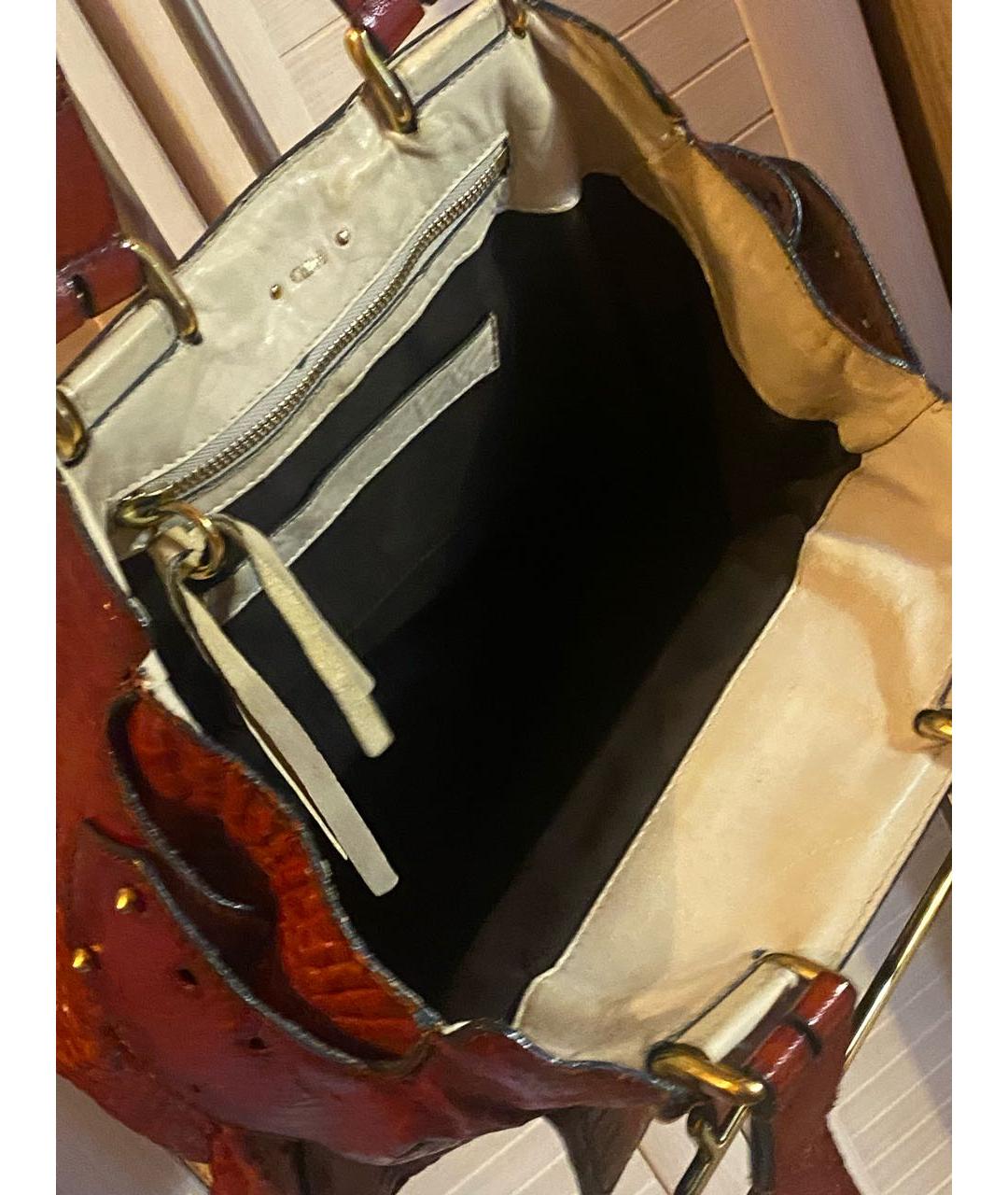 CHLOE Красная кожаная сумка с короткими ручками, фото 6