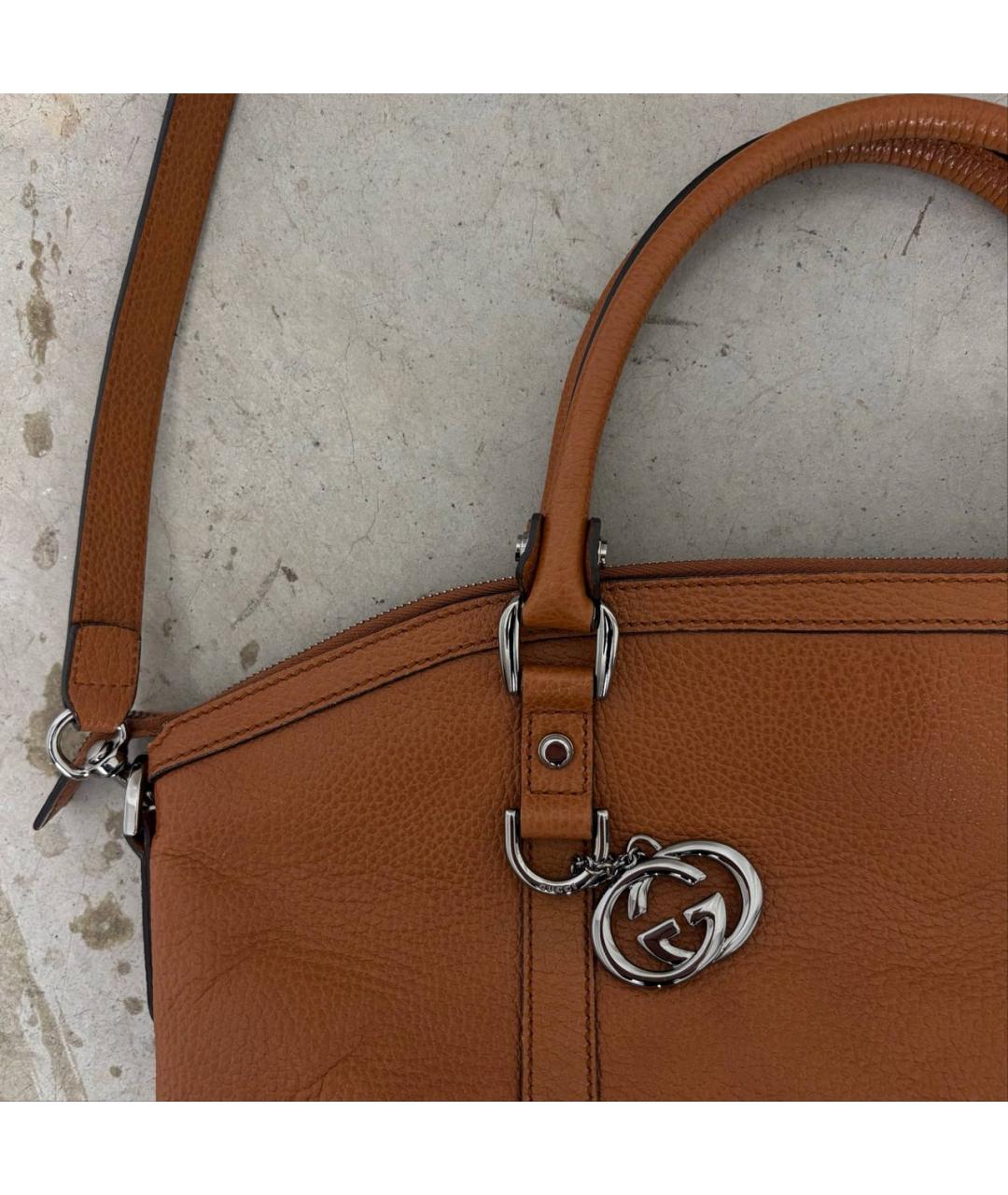 GUCCI Коричневая кожаная сумка через плечо, фото 4