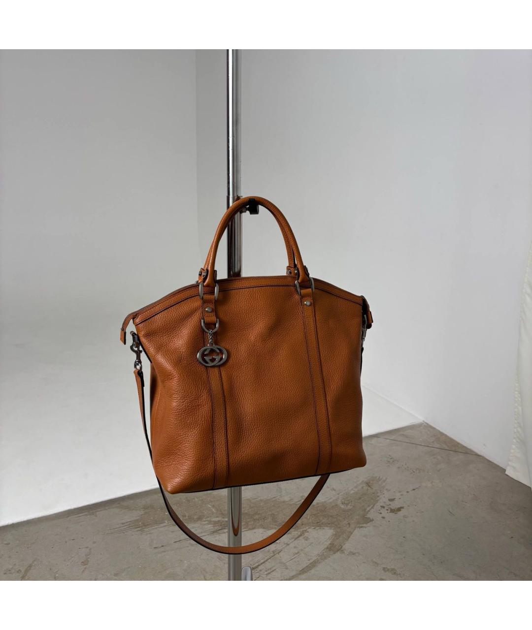 GUCCI Коричневая кожаная сумка через плечо, фото 3