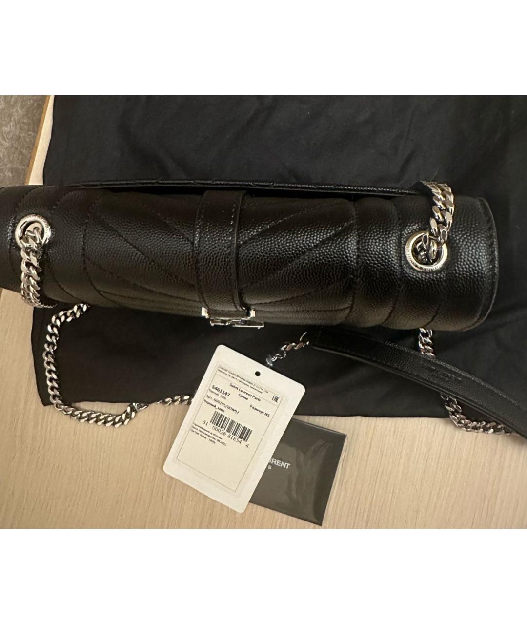 SAINT LAURENT Черная кожаная сумка через плечо, фото 2