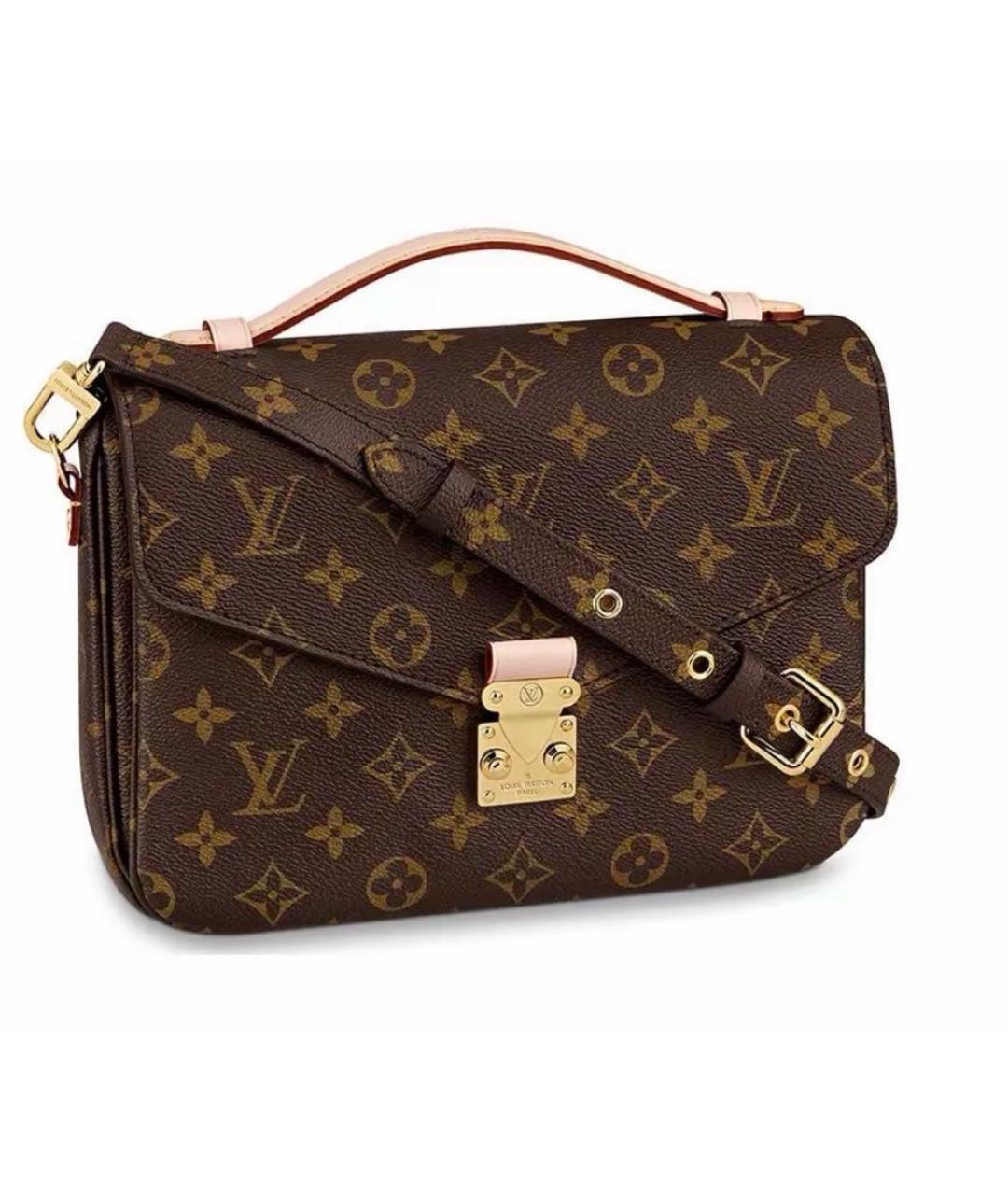 LOUIS VUITTON Коричневая кожаная сумка через плечо, фото 2