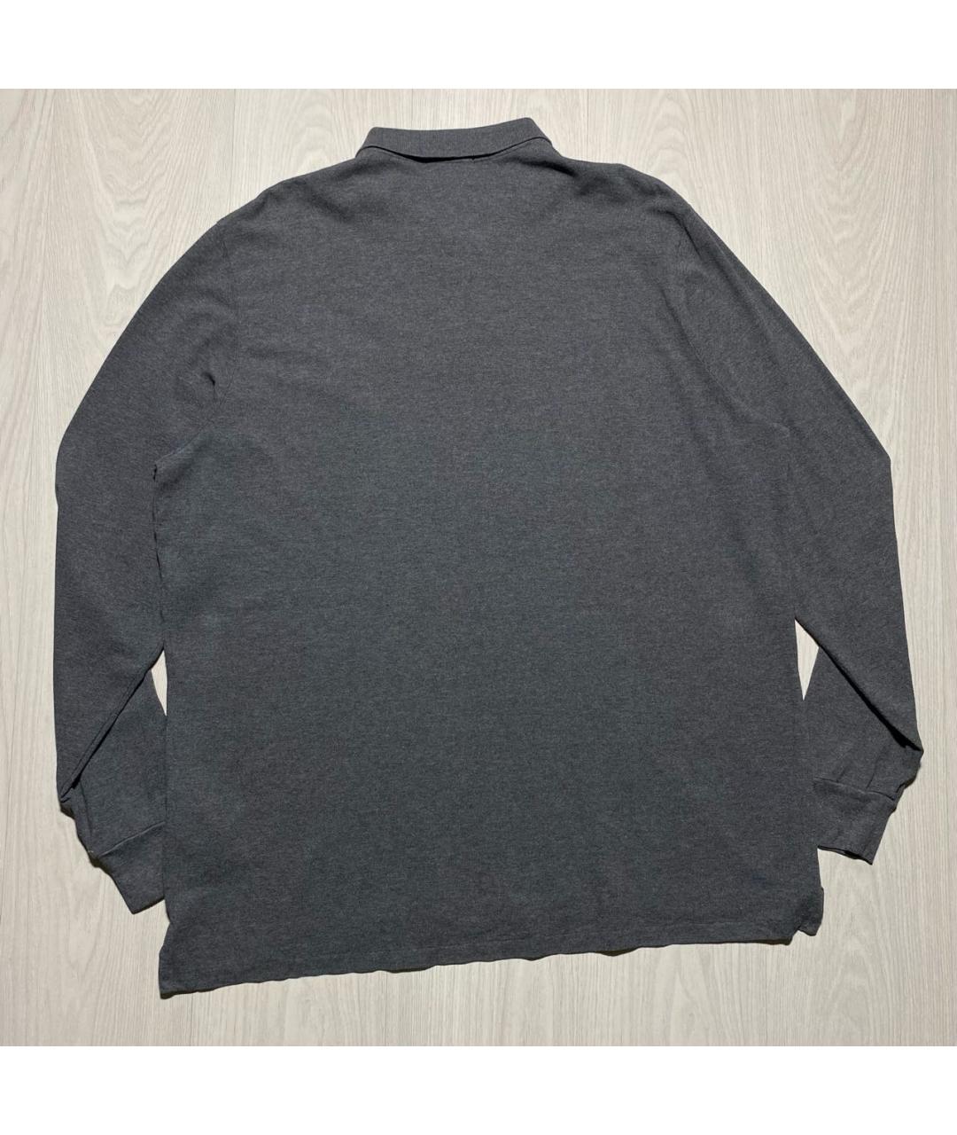 POLO RALPH LAUREN Антрацитовое хлопковое поло с длинным рукавом, фото 6