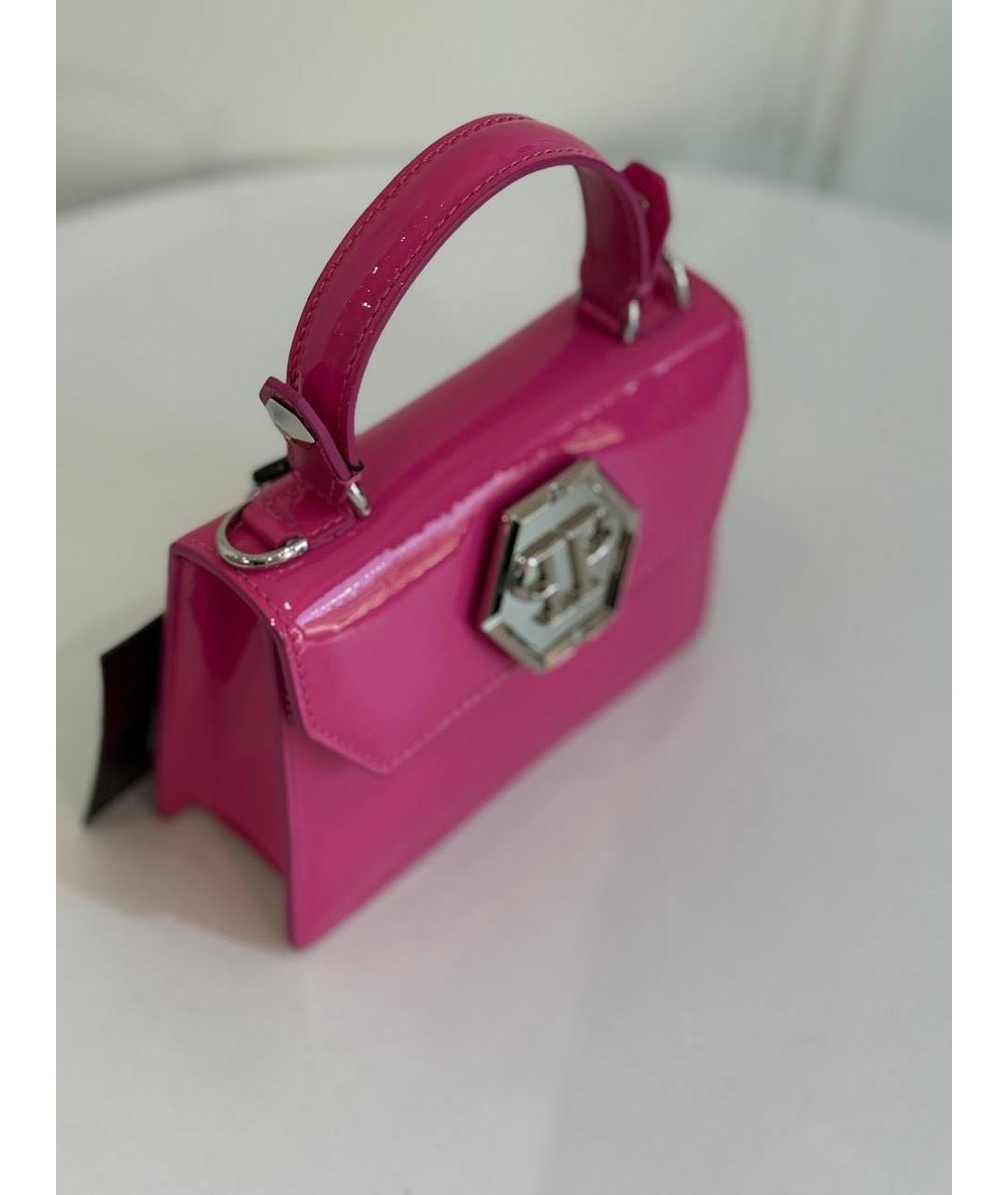 PHILIPP PLEIN Розовая сумка через плечо из лакированной кожи, фото 2