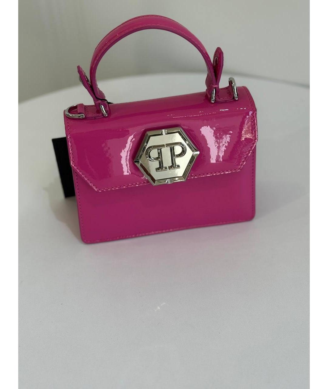 PHILIPP PLEIN Розовая сумка через плечо из лакированной кожи, фото 5