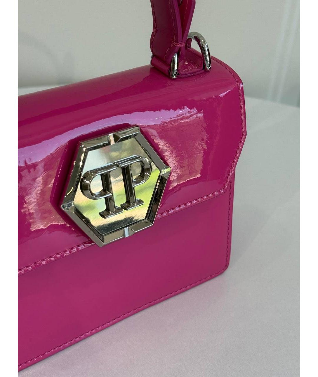 PHILIPP PLEIN Розовая сумка через плечо из лакированной кожи, фото 3