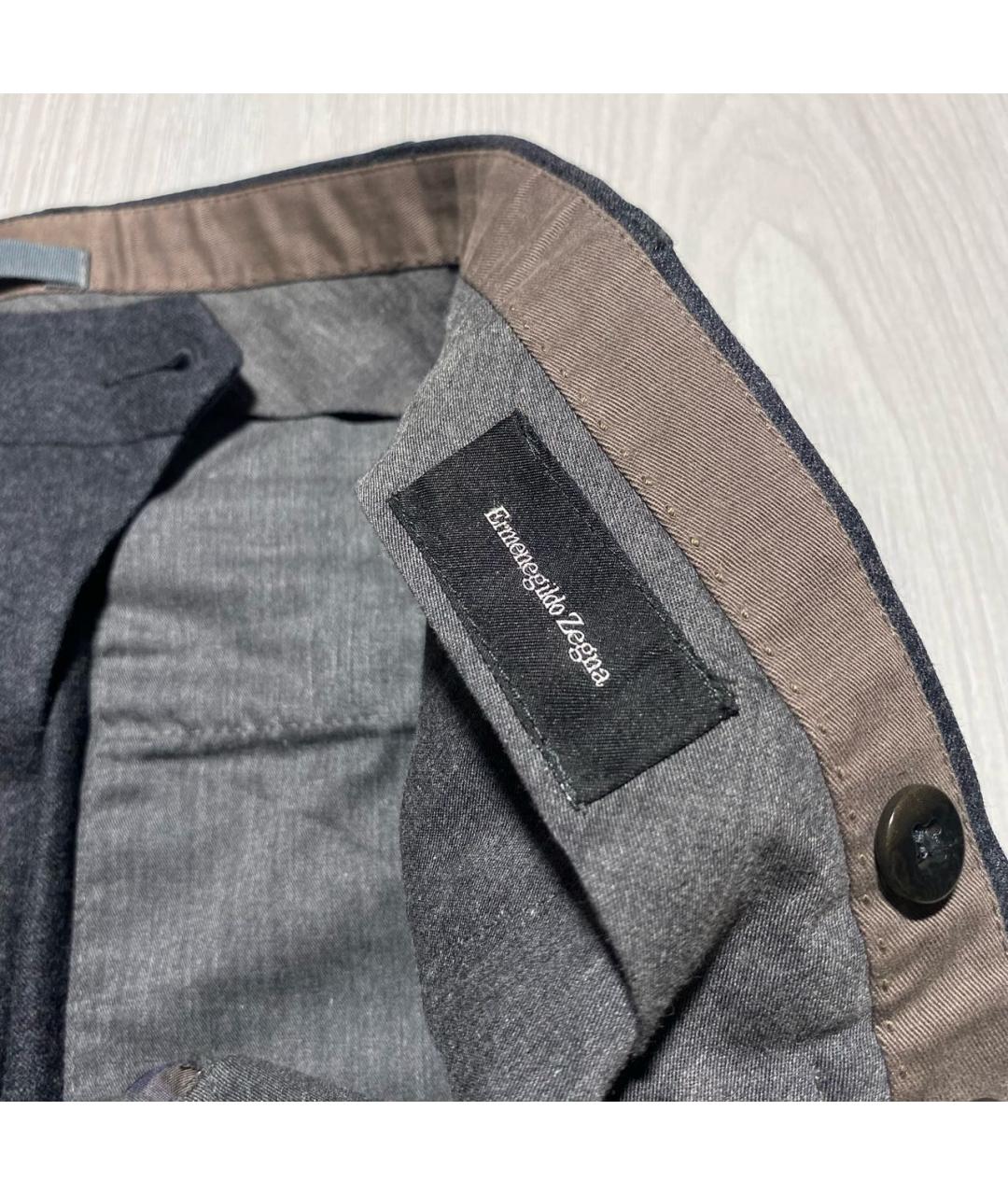 ERMENEGILDO ZEGNA XXX Антрацитовые шерстяные повседневные брюки, фото 4