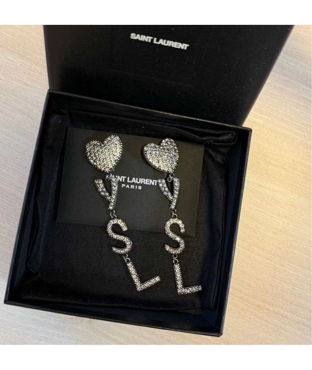 SAINT LAURENT Серебряные металлические серьги, фото 2