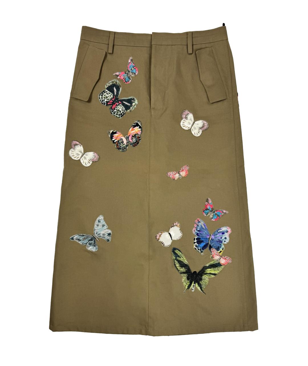 VALENTINO Бежевая хлопковая юбка миди, фото 1