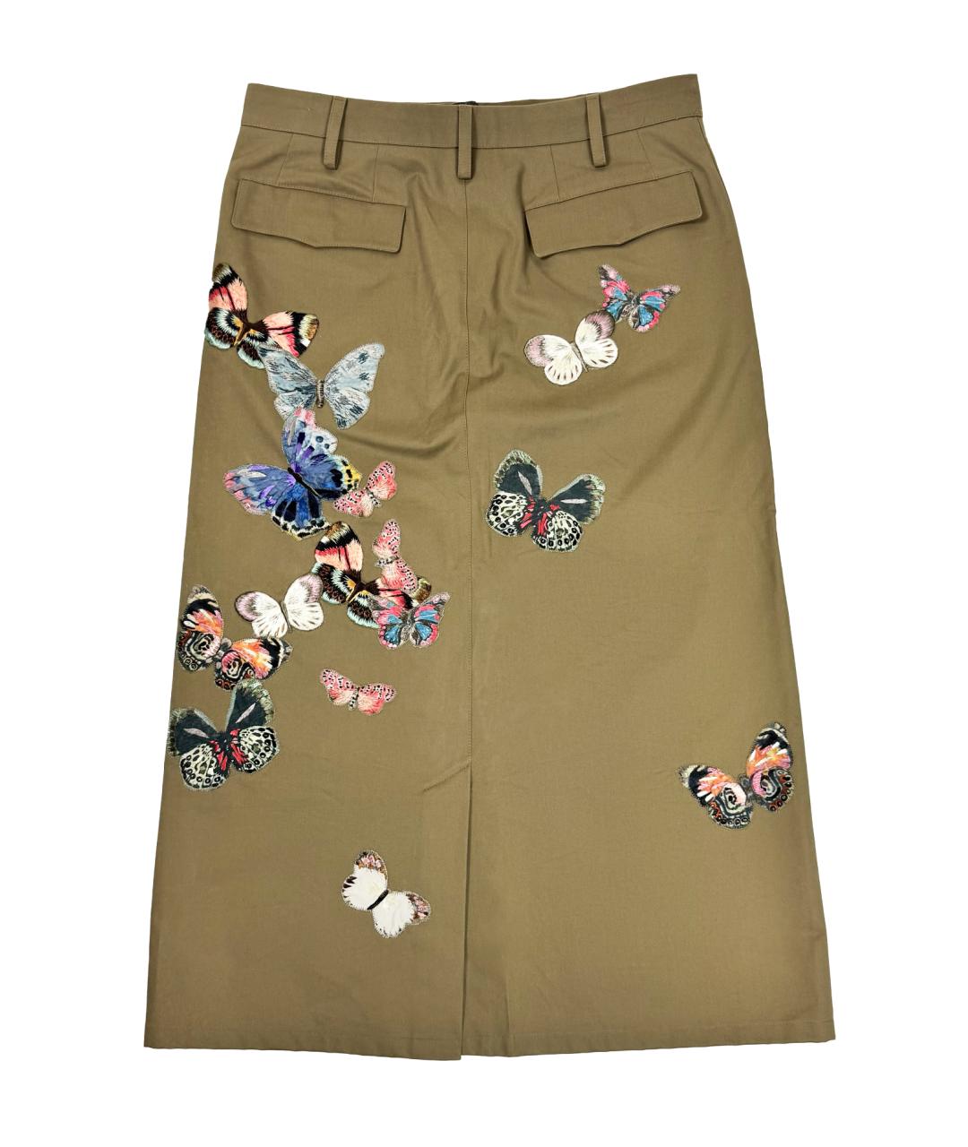 VALENTINO Бежевая хлопковая юбка миди, фото 2