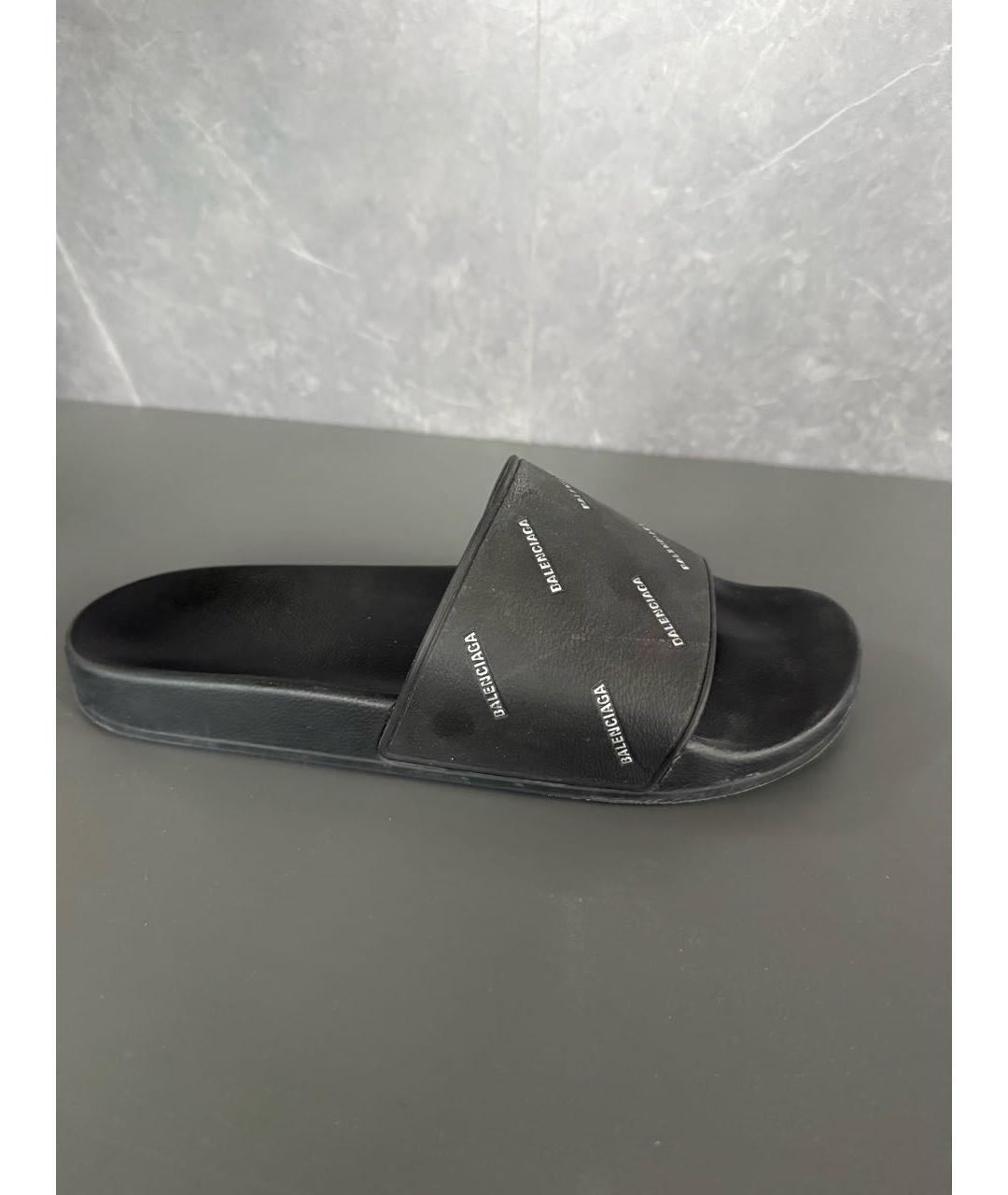 BALENCIAGA Черные кожаные шлепанцы, фото 7