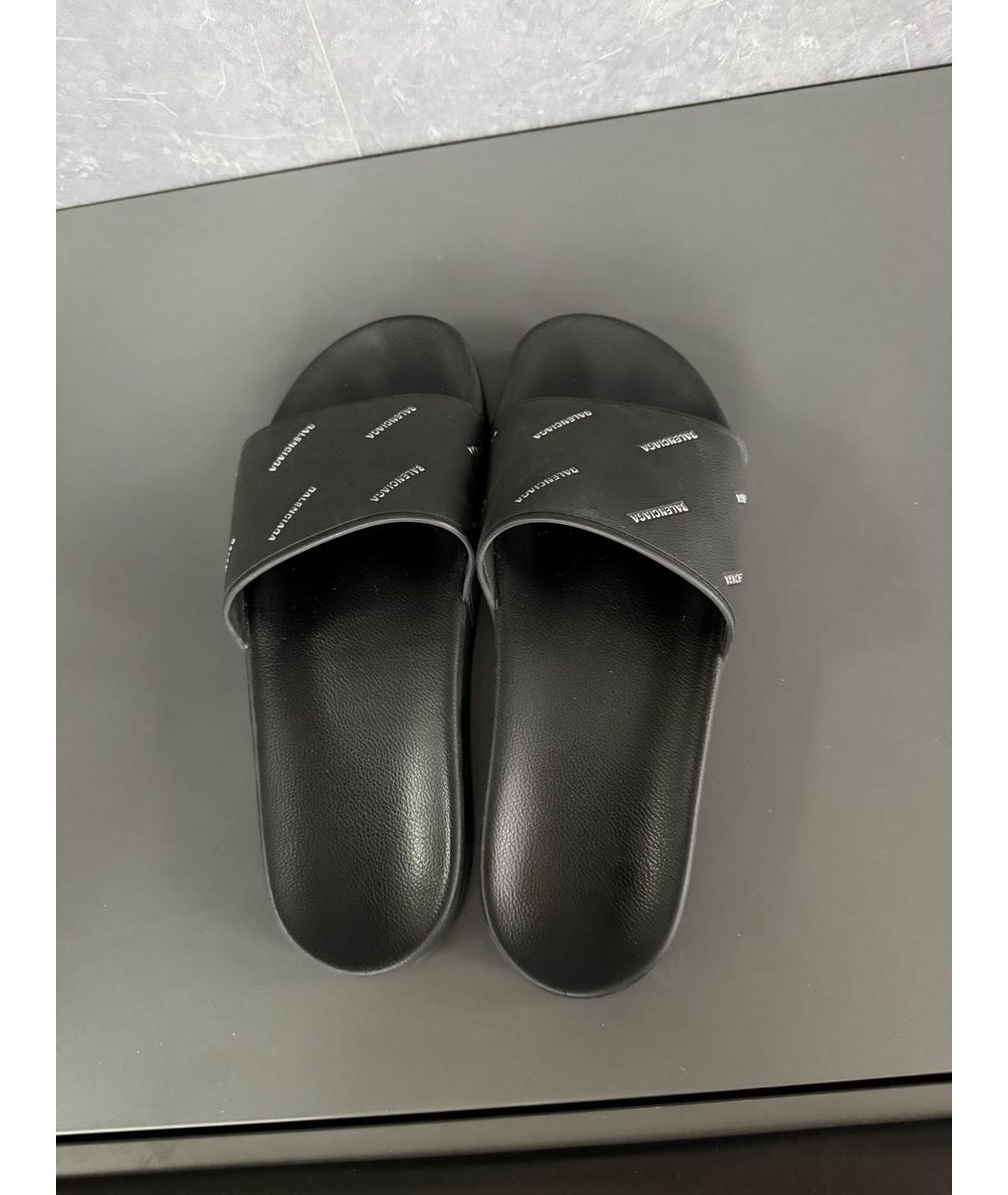BALENCIAGA Черные кожаные шлепанцы, фото 3