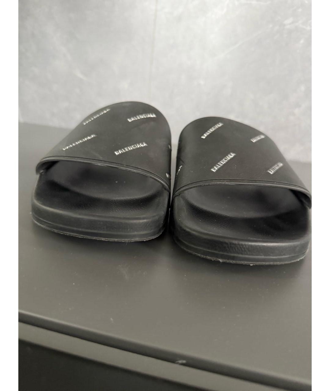 BALENCIAGA Черные кожаные шлепанцы, фото 2