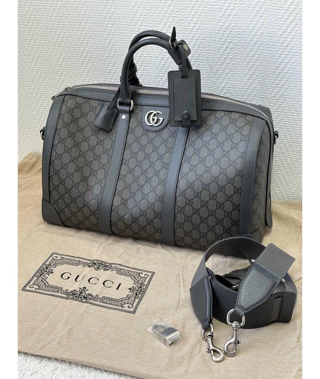 GUCCI Черная кожаная дорожная/спортивная сумка, фото 3