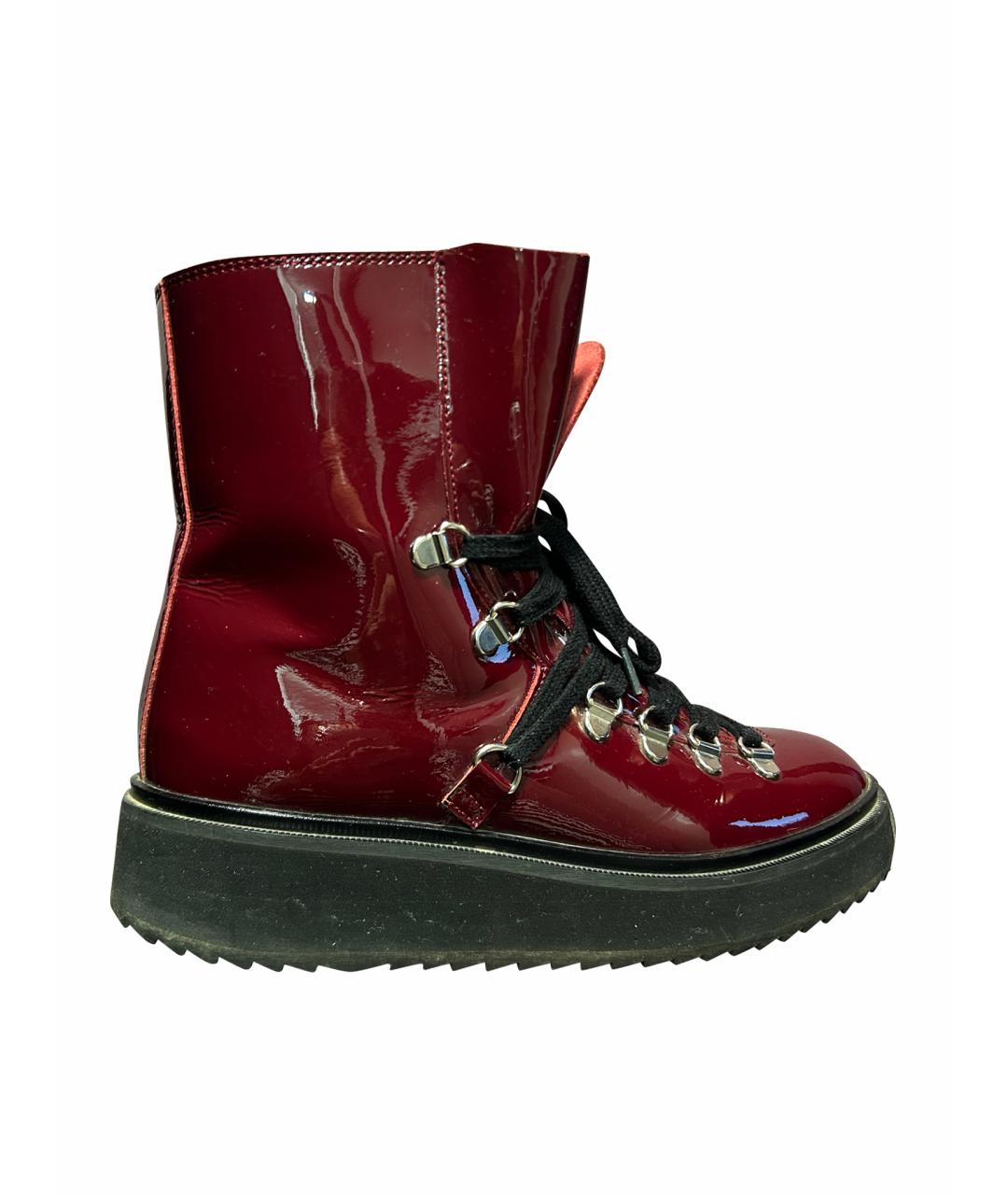 KENZO Бордовые ботинки из лакированной кожи, фото 1