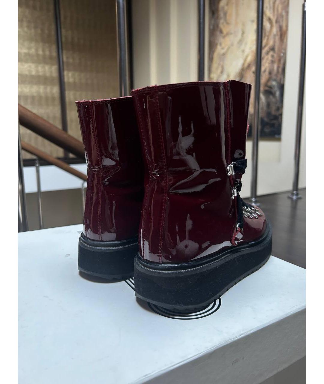 KENZO Бордовые ботинки из лакированной кожи, фото 3