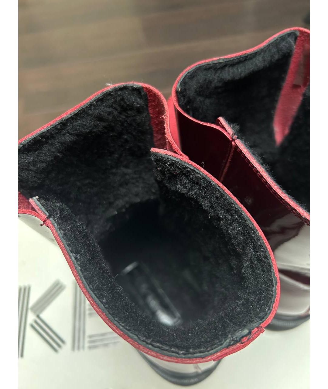 KENZO Бордовые ботинки из лакированной кожи, фото 4