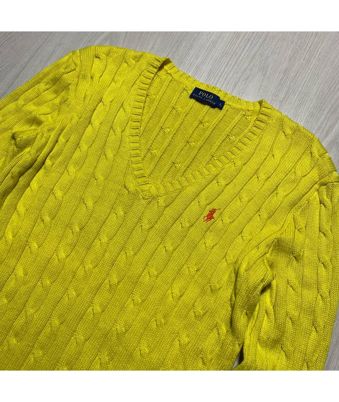 POLO RALPH LAUREN Желтый хлопковый джемпер / свитер, фото 2