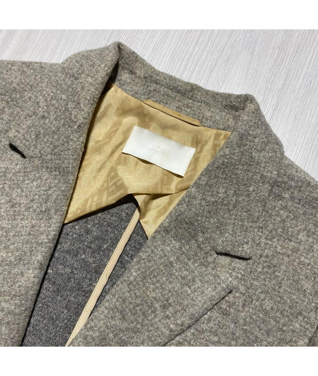 HUGO BOSS Бежевый шерстяной жакет/пиджак, фото 4