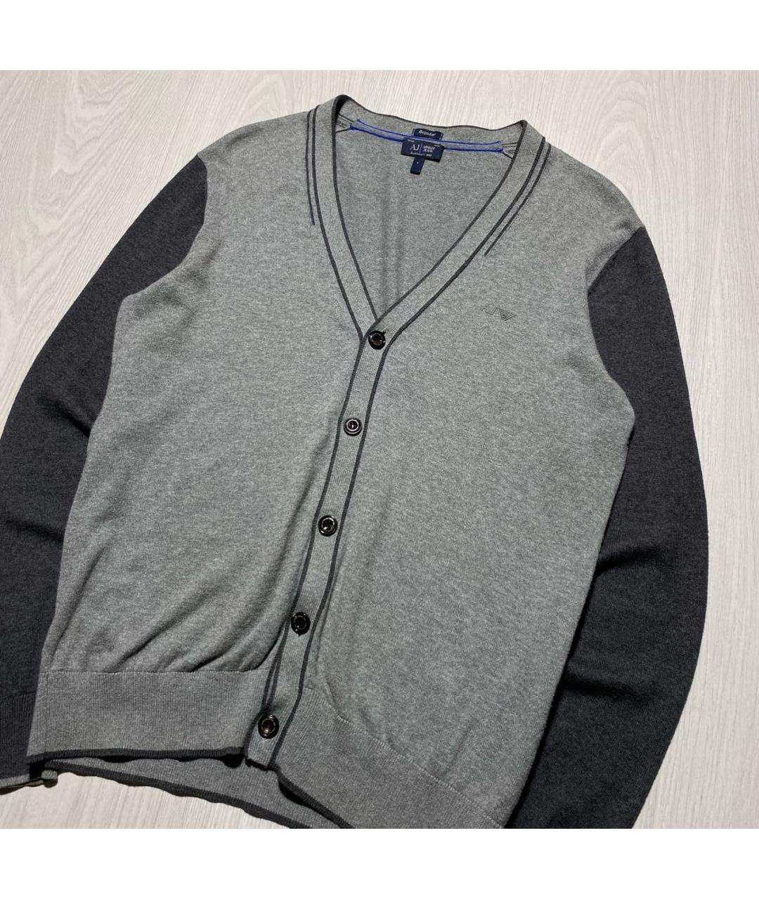 ARMANI JEANS Серый хлопковый кардиган, фото 2