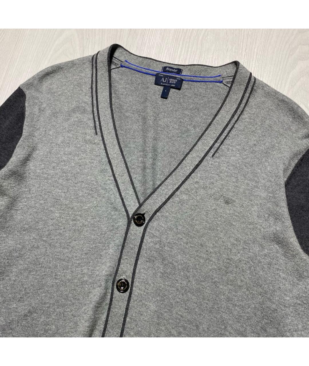 ARMANI JEANS Серый хлопковый кардиган, фото 3