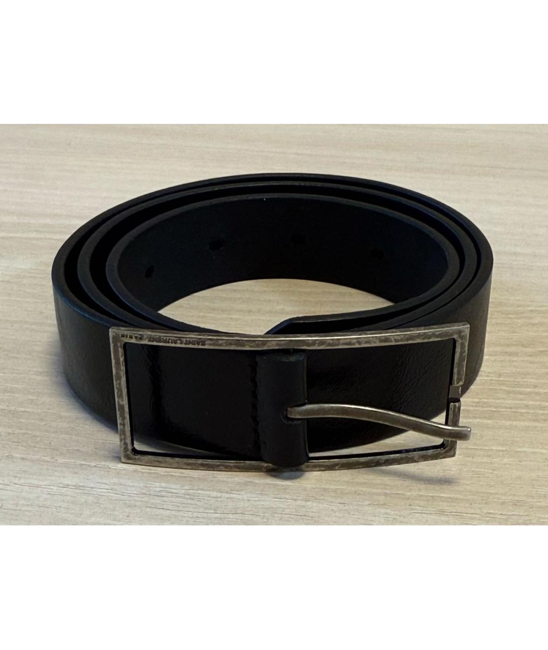 SAINT LAURENT Черный кожаный ремень, фото 9