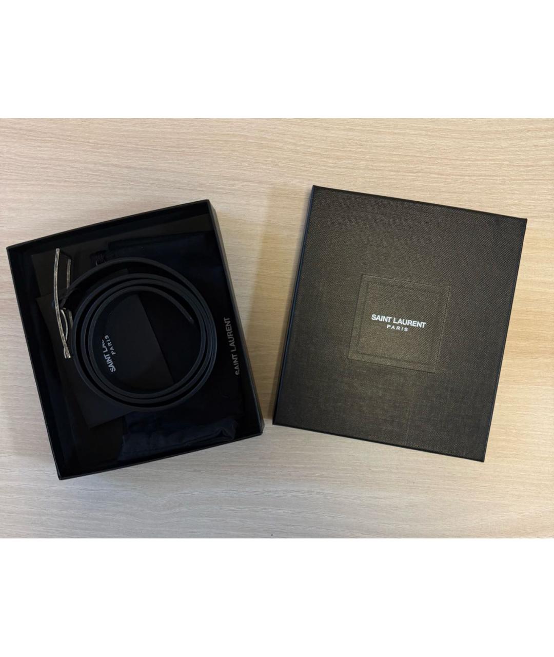 SAINT LAURENT Черный кожаный ремень, фото 8