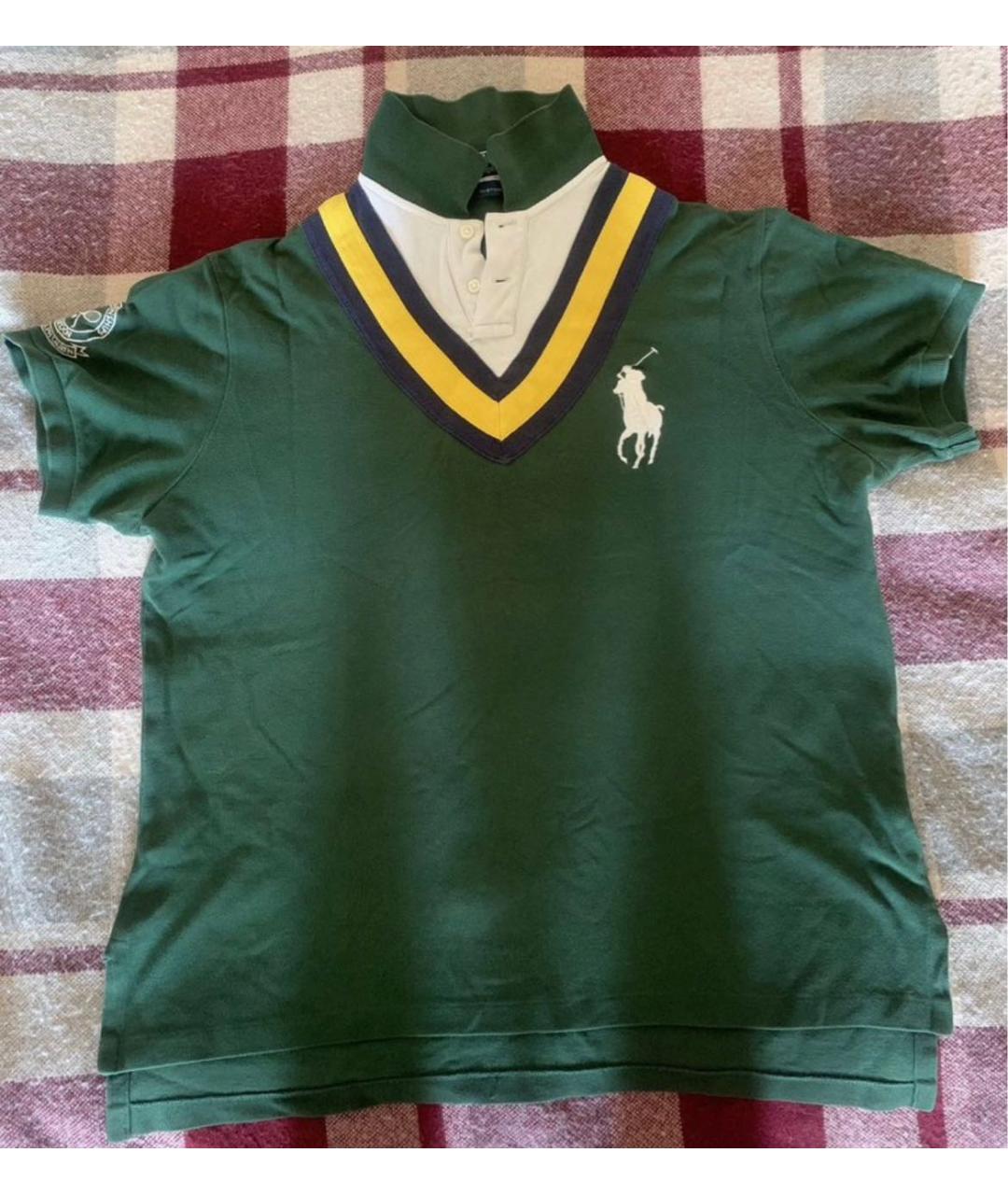 POLO RALPH LAUREN Зеленые хлопковое поло с коротким рукавом, фото 5