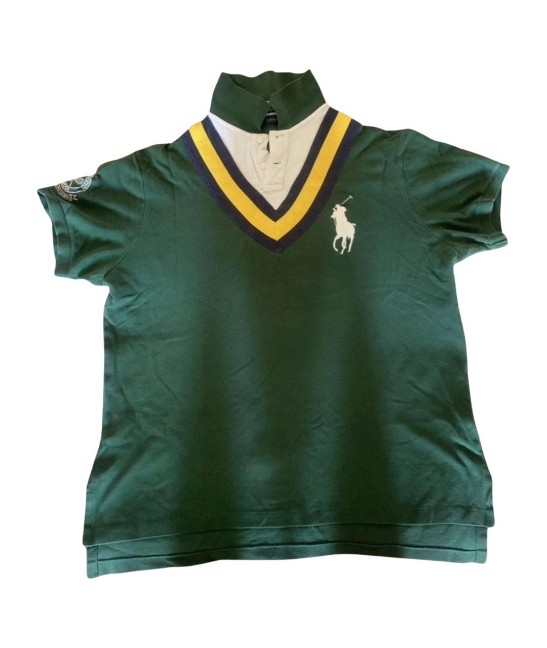 POLO RALPH LAUREN Зеленые хлопковое поло с коротким рукавом, фото 1