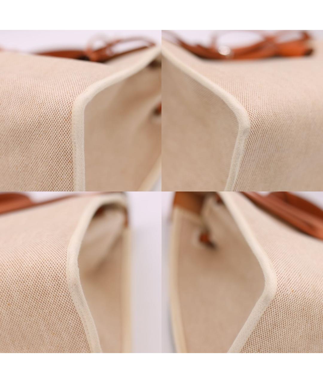 HERMES Бежевая тканевая сумка с короткими ручками, фото 8