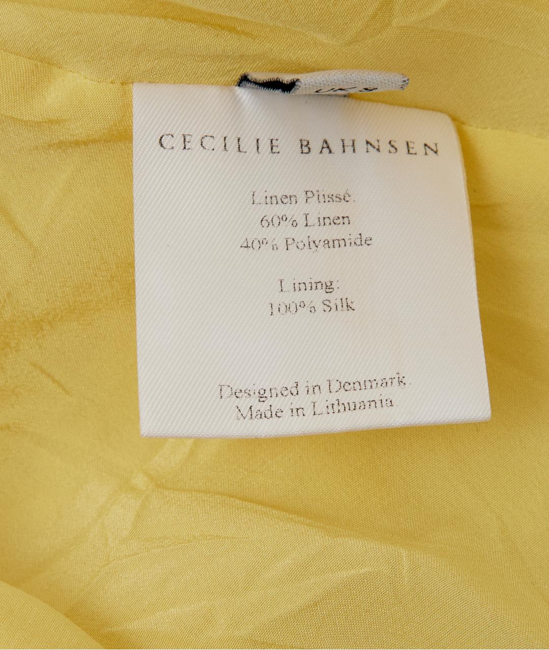 CECILIE BAHNSEN Желтое льняное вечернее платье, фото 5