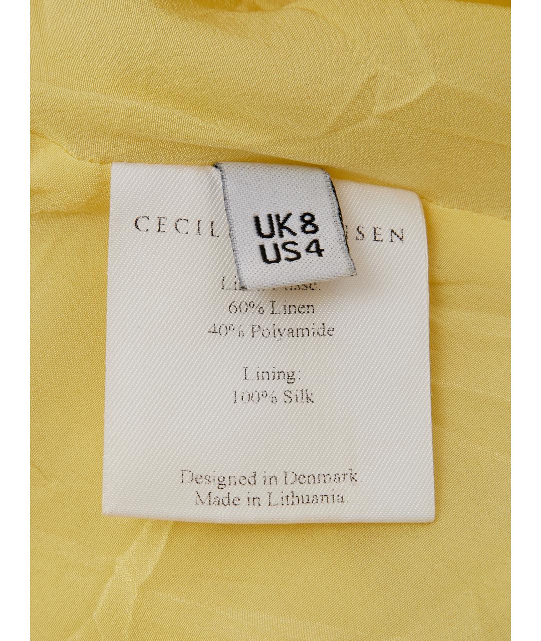 CECILIE BAHNSEN Желтое льняное вечернее платье, фото 8