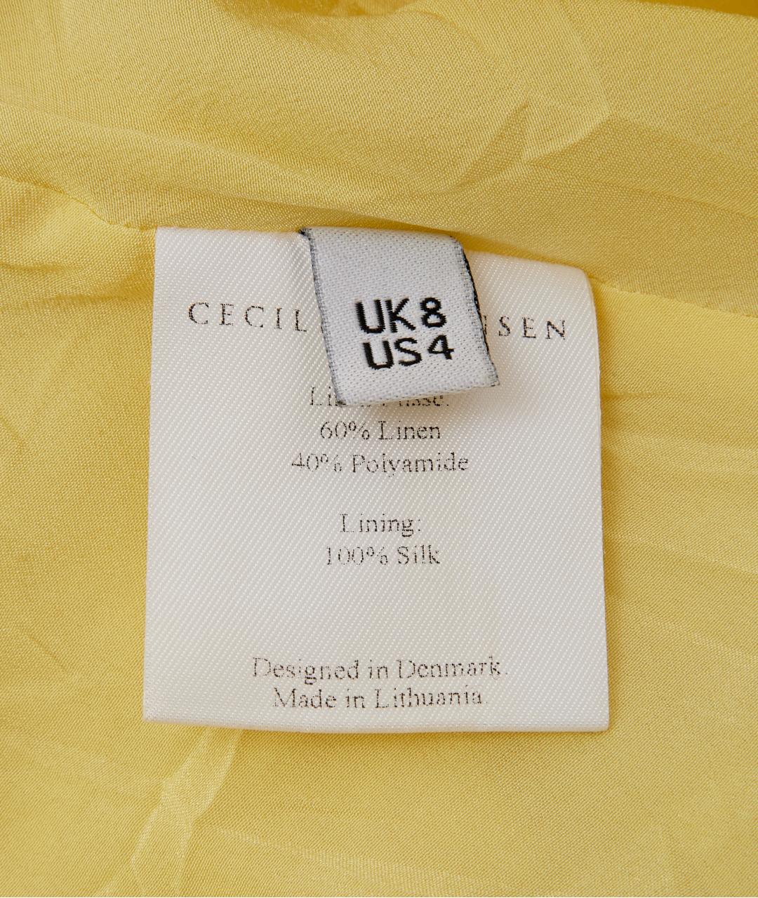 CECILIE BAHNSEN Желтое льняное вечернее платье, фото 4