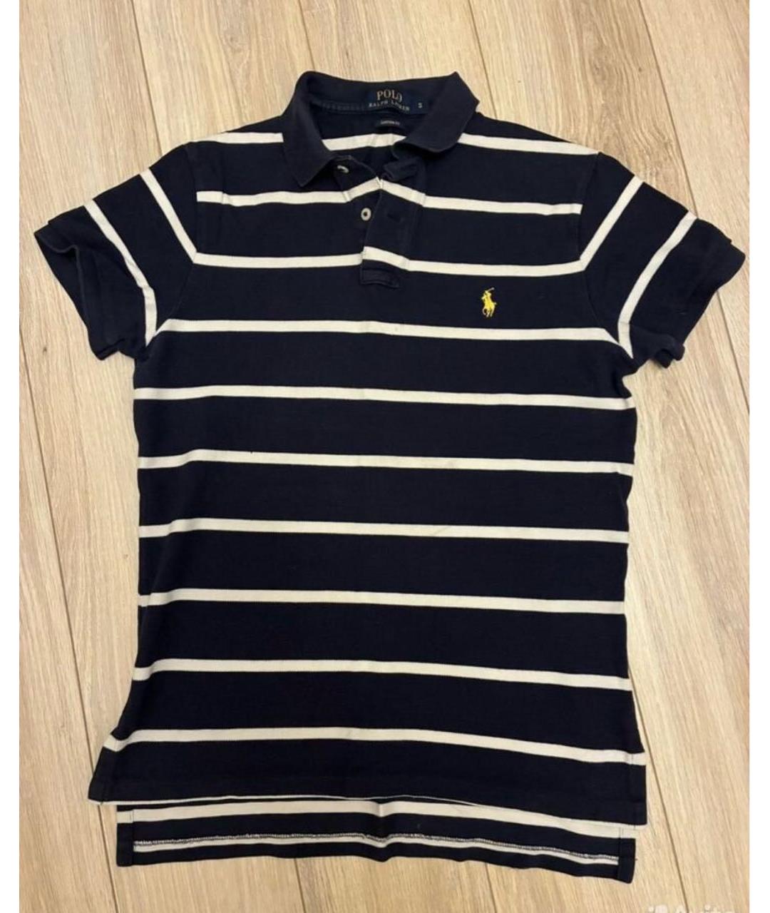 POLO RALPH LAUREN Темно-синее хлопковое поло с коротким рукавом, фото 5