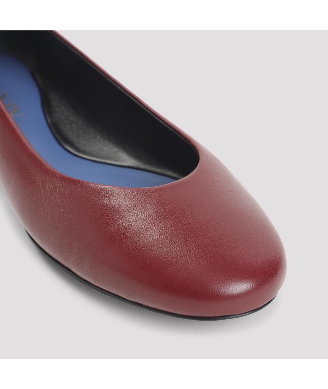 LANVIN Бордовые кожаные балетки, фото 4