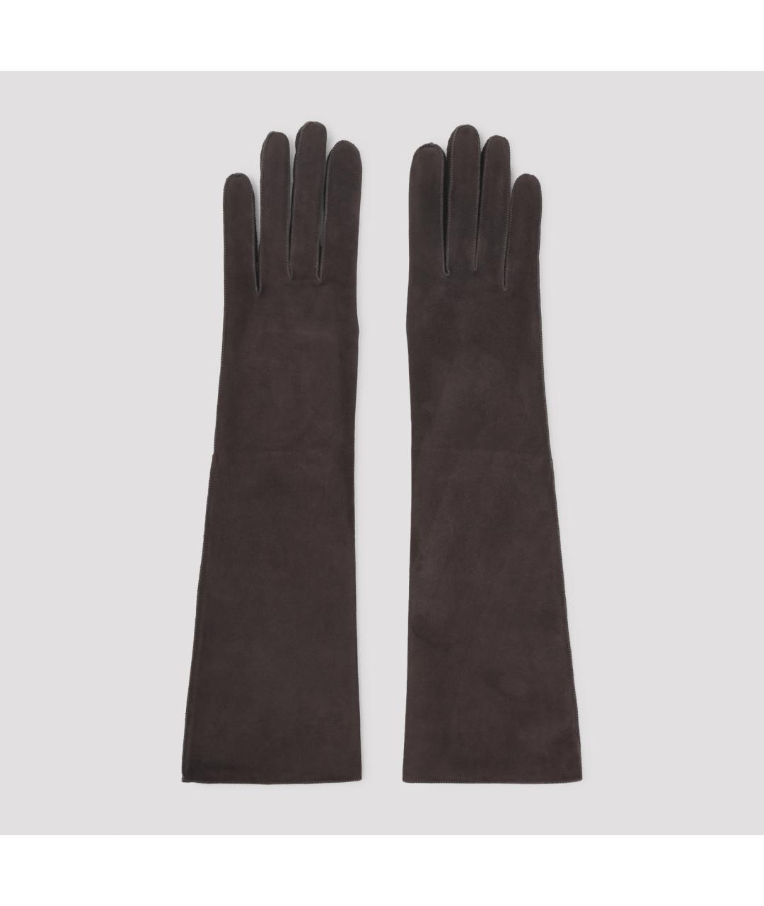 LANVIN Коричневые кожаные перчатки, фото 4