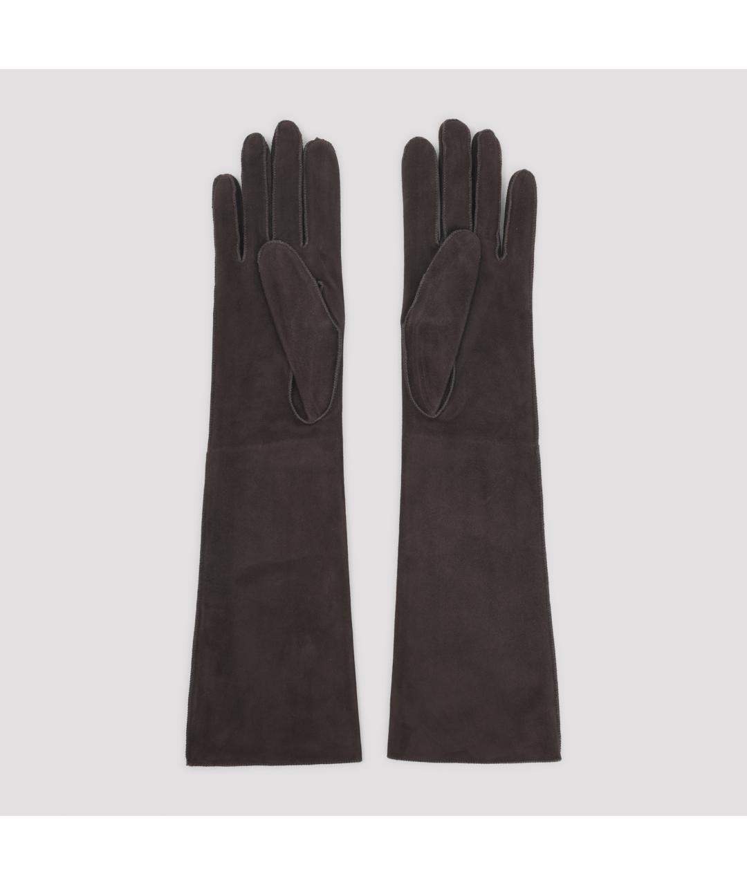 LANVIN Коричневые кожаные перчатки, фото 2