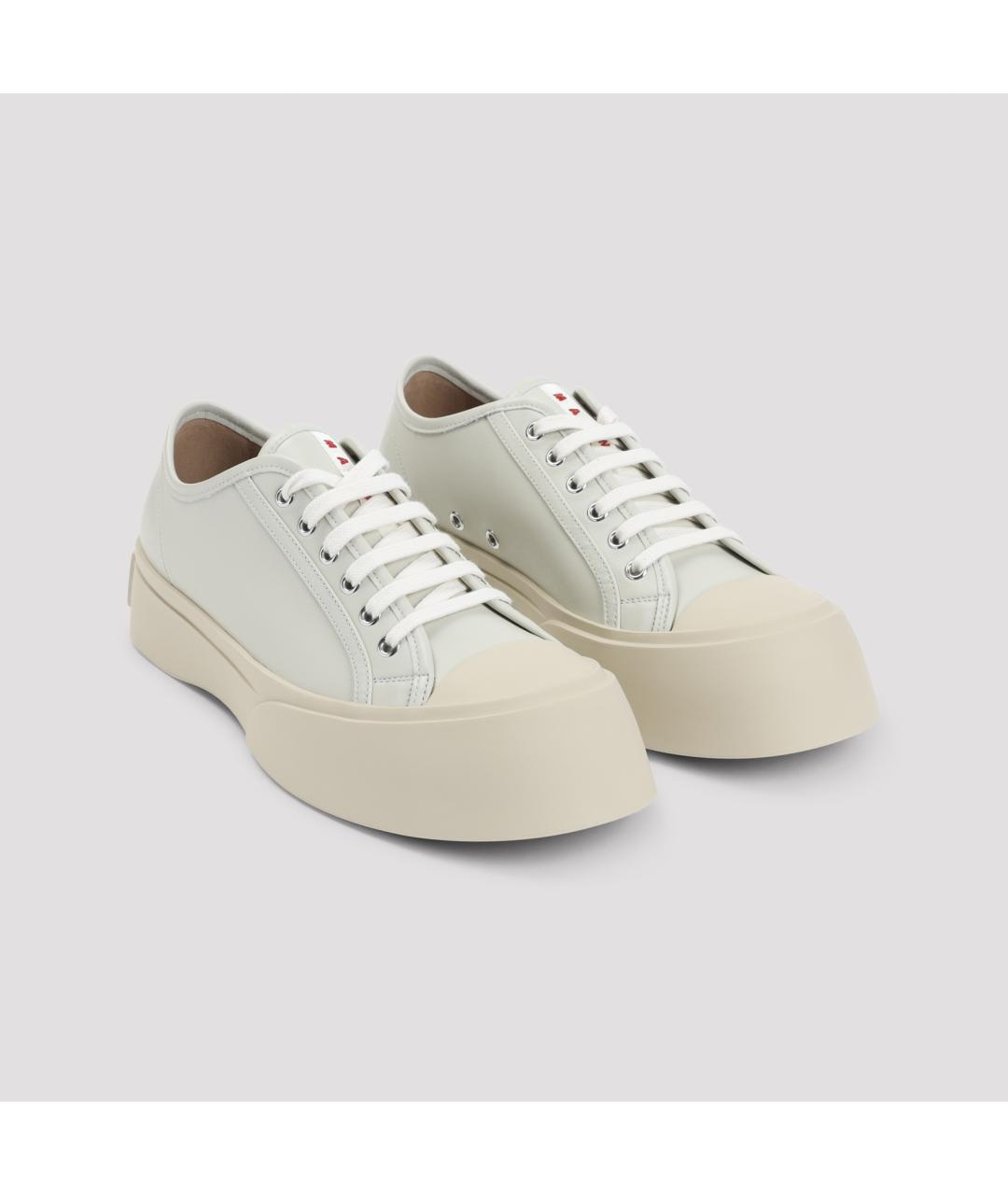 MARNI Белые кожаные низкие кроссовки / кеды, фото 3