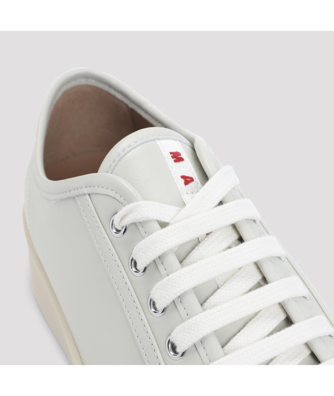 MARNI Белые кожаные низкие кроссовки / кеды, фото 4