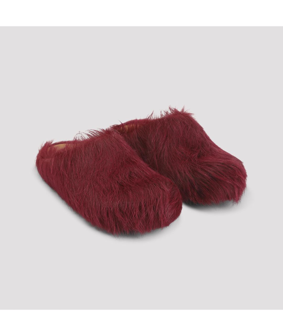 MARNI Бордовые кожаные сабо, фото 5