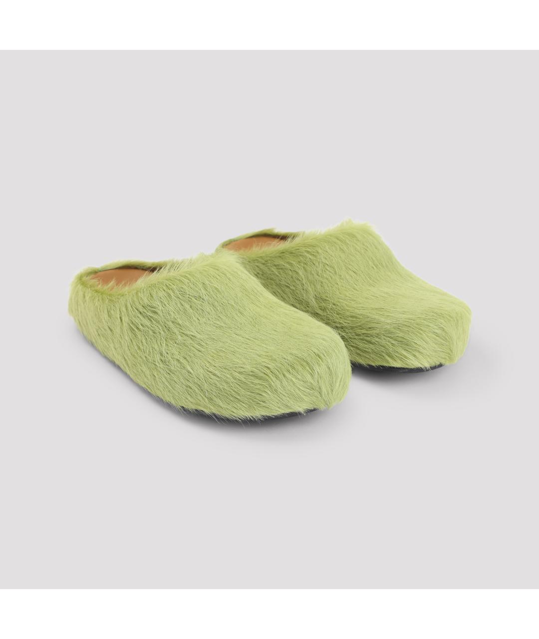 MARNI Зеленые кожаные сабо, фото 5