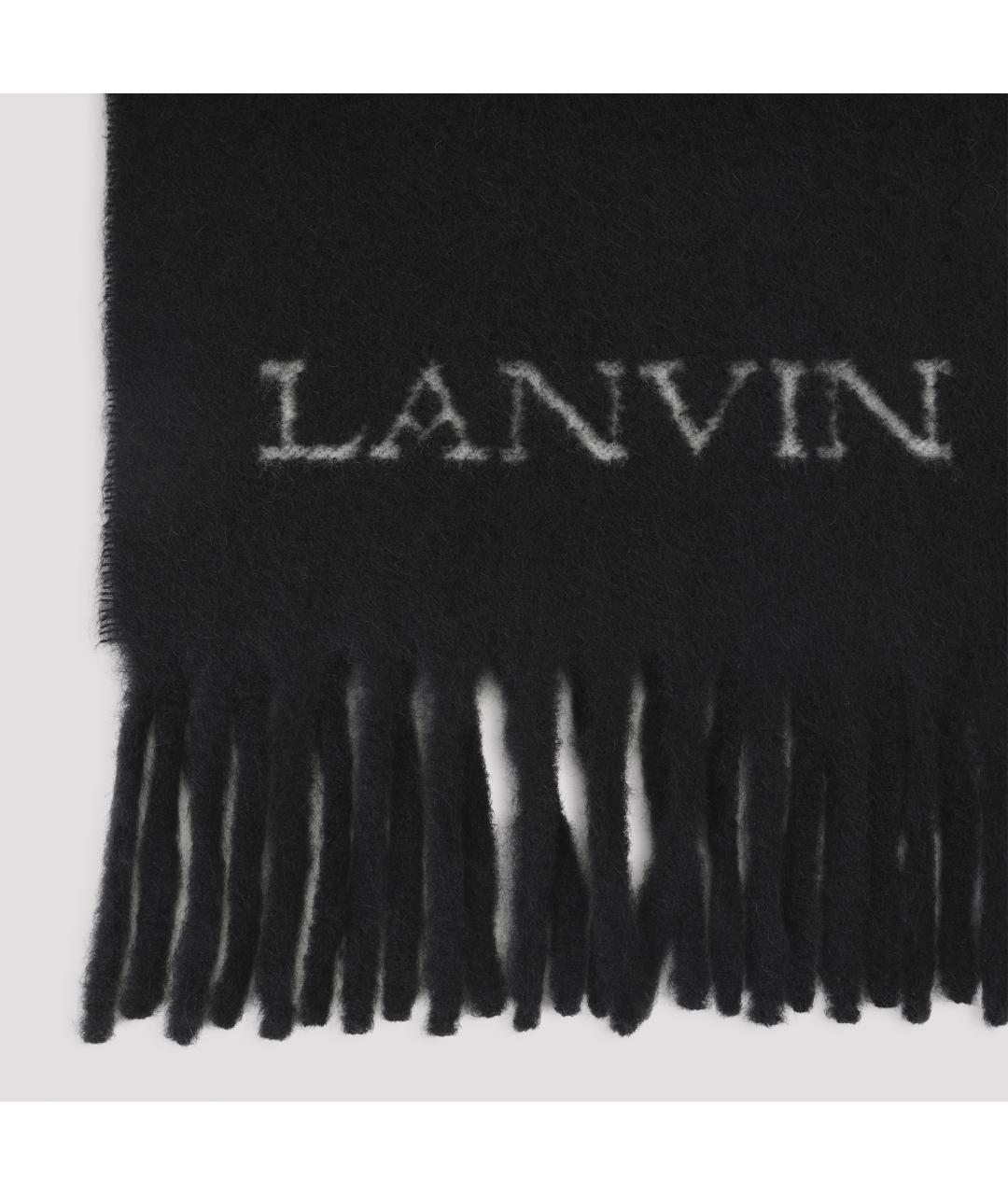 LANVIN Черный шерстяной шарф, фото 2