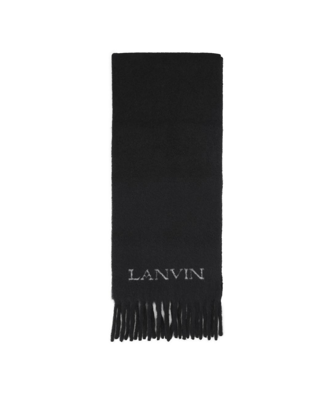 LANVIN Черный шерстяной шарф, фото 1