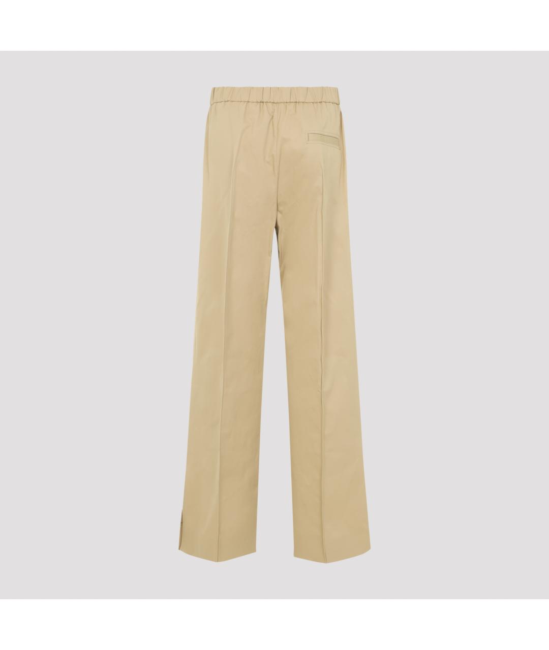 JIL SANDER Бежевые хлопковые прямые брюки, фото 2