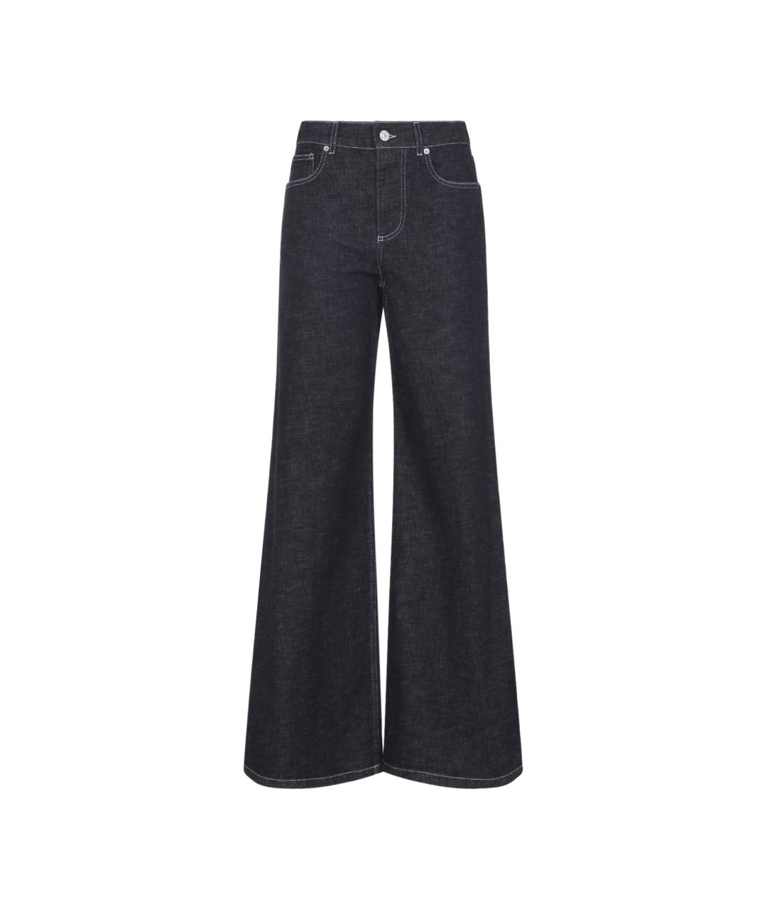 MARNI Темно-синие хлопко-эластановые джинсы клеш, фото 1