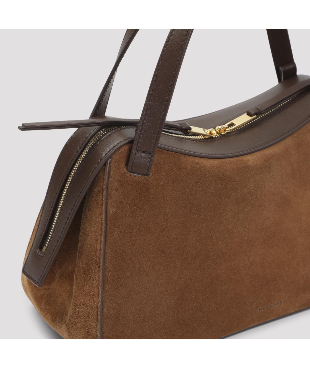 JIL SANDER Коричневая замшевая сумка тоут, фото 5