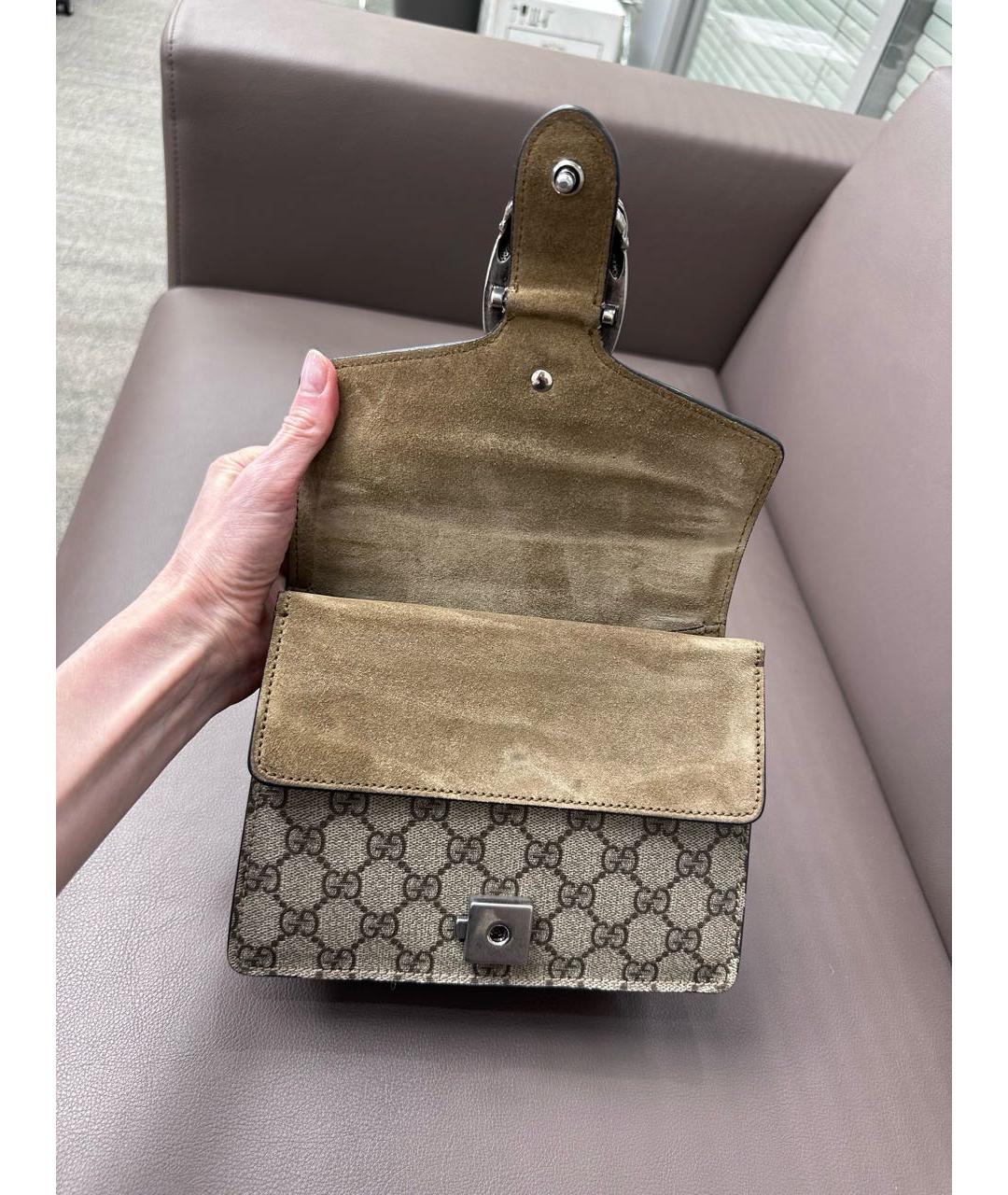 GUCCI Коричневая кожаная сумка через плечо, фото 4