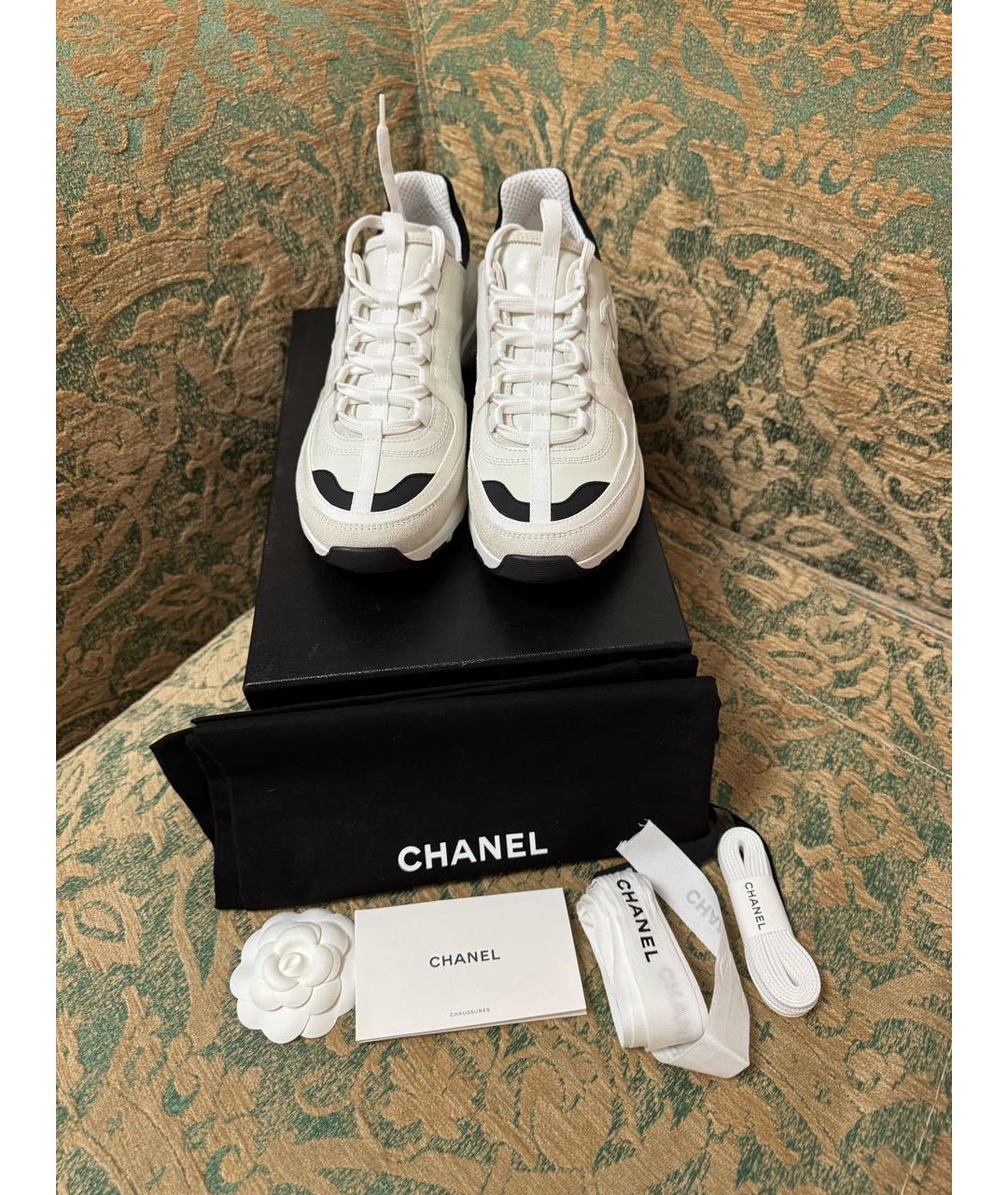 CHANEL Белые кожаные кроссовки, фото 6