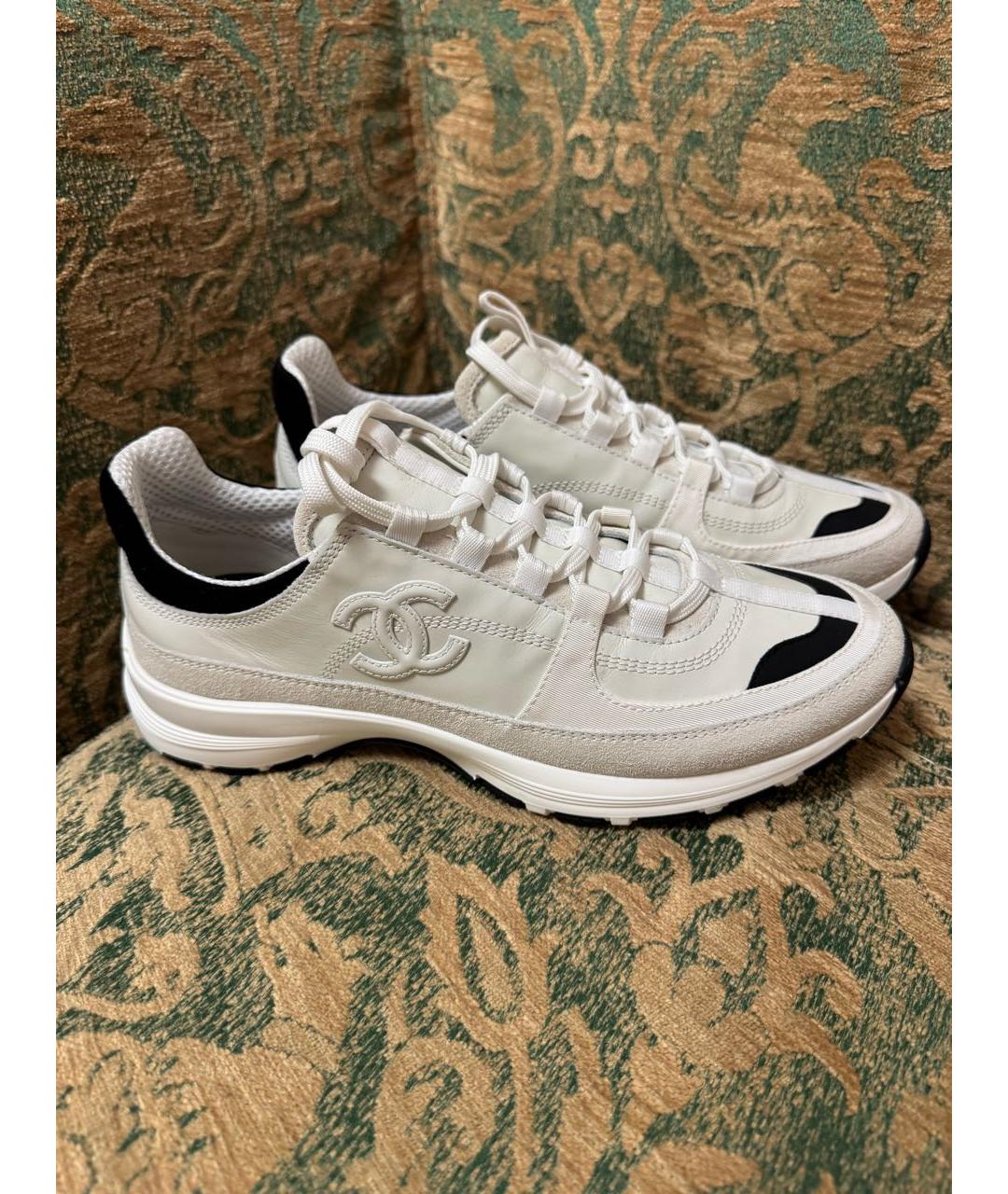 CHANEL Белые кожаные кроссовки, фото 7