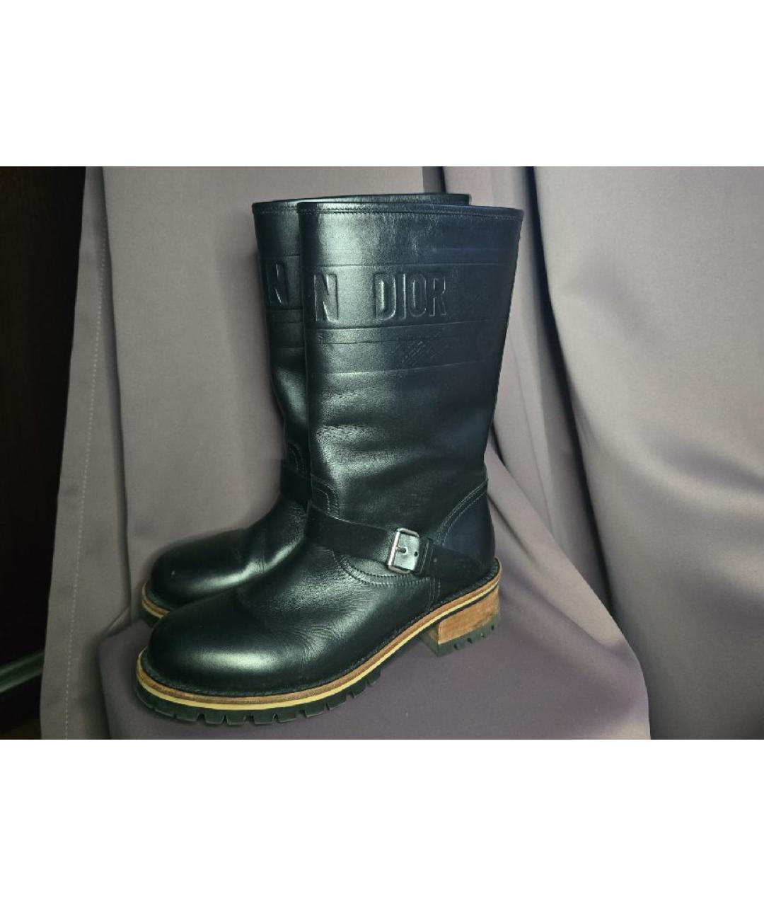 CHRISTIAN DIOR Черные кожаные сапоги, фото 6